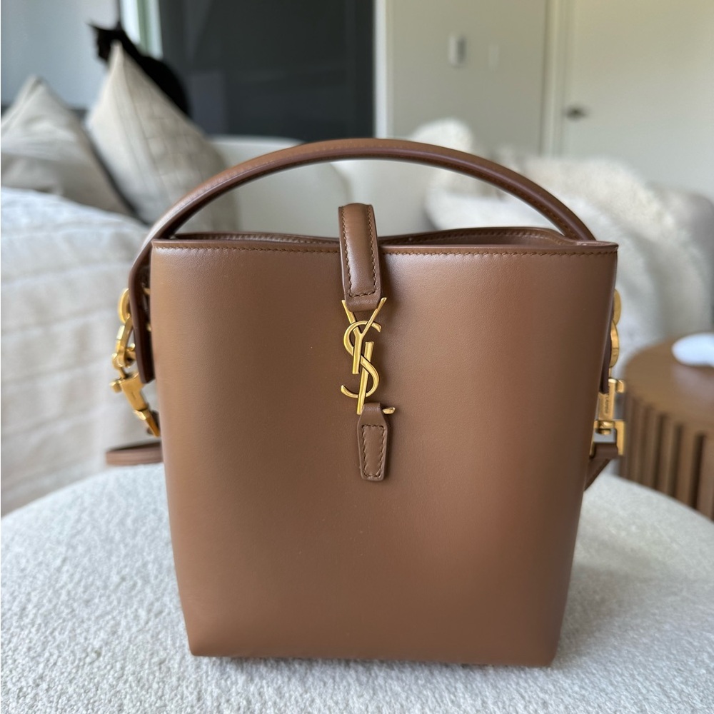 Yves Saint Laurent Tan Crossbody Bag with Gold Logo